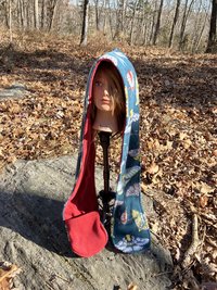 Handmade by Lucky Burrito Beautiful XL Hooded Scarves inspired by the designs of Sienna Rose* fully reversible teal moths & beetles