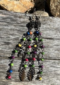 Grateful Dead dangly earrings with roses ,bears and lightening bolts