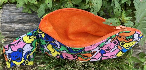 Handmade by Lucky Burrito Grateful Dead bears licensed fabric, zippered wristlet bags (clutch) 