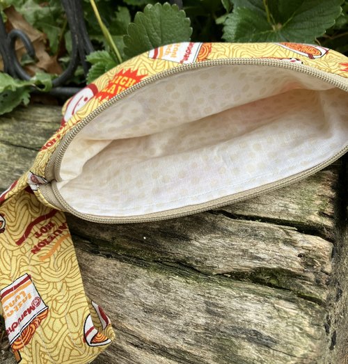 Handmade by Lucky Burrito Maruchan ramen noodles  fabric, zippered wristlet bags (clutch)