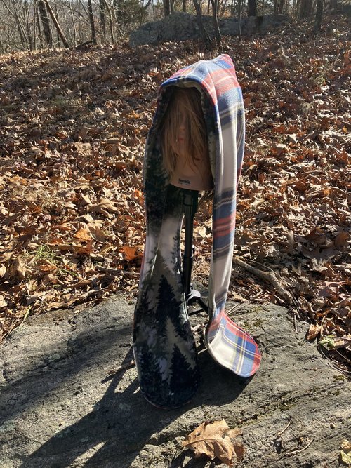 Handmade by Lucky Burrito Beautiful XL Hooded Scarves inspired by the designs of Sienna Rose* fully reversible teal moths & beetles