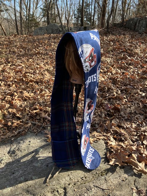 Handmade by Lucky Burrito Beautiful XL Hooded Scarves inspired by the designs of Sienna Rose* fully reversible Patriots and plaid