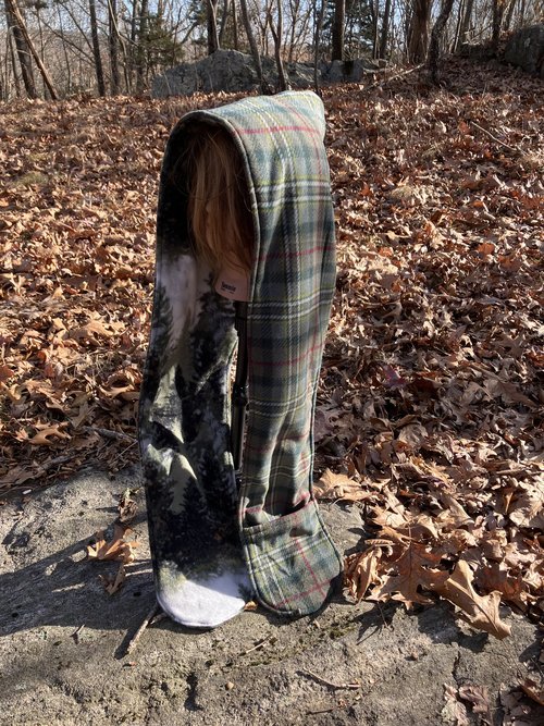 Handmade by Lucky Burrito Beautiful XL Hooded Scarves inspired by the designs of Sienna Rose* fully reversible Plaid and Evergreen