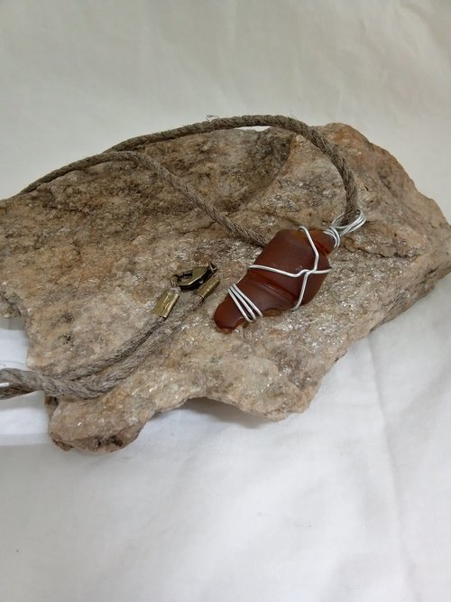 River Glass Necklace brown bottle twist wrap
