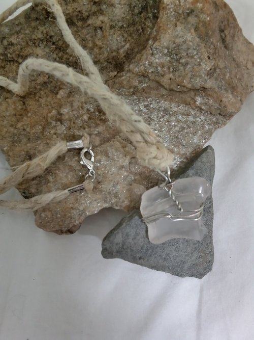 River Glass Necklace milk bottle top