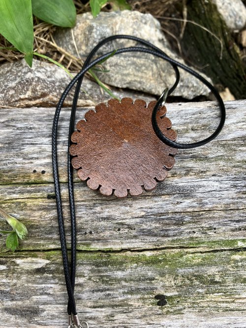 wooden skeleton pendant necklace