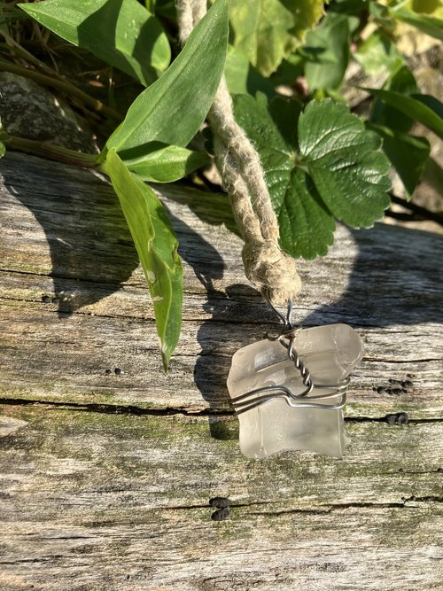 River Glass Necklace milk bottle top
