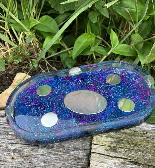 Resin Rolling / Trinket Tray  (galaxy mirrors theme)