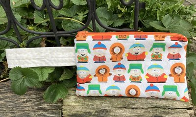 Handmade zippered wristlet bag (Clutch) Large by Lucky Burrito featuring South Park