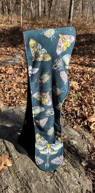 Handmade by Lucky Burrito Beautiful XL Hooded Scarves inspired by the designs of Sienna Rose* fully reversible teal moths & beetles