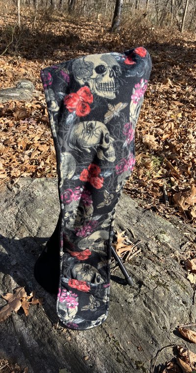 Handmade by Lucky Burrito Beautiful XL Hooded Scarves inspired by the designs of Sienna Rose* fully reversible skulls and roses red/pink
