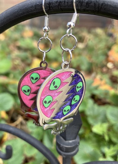 Handmade by Lucky Burrito Stealie earrings aliens